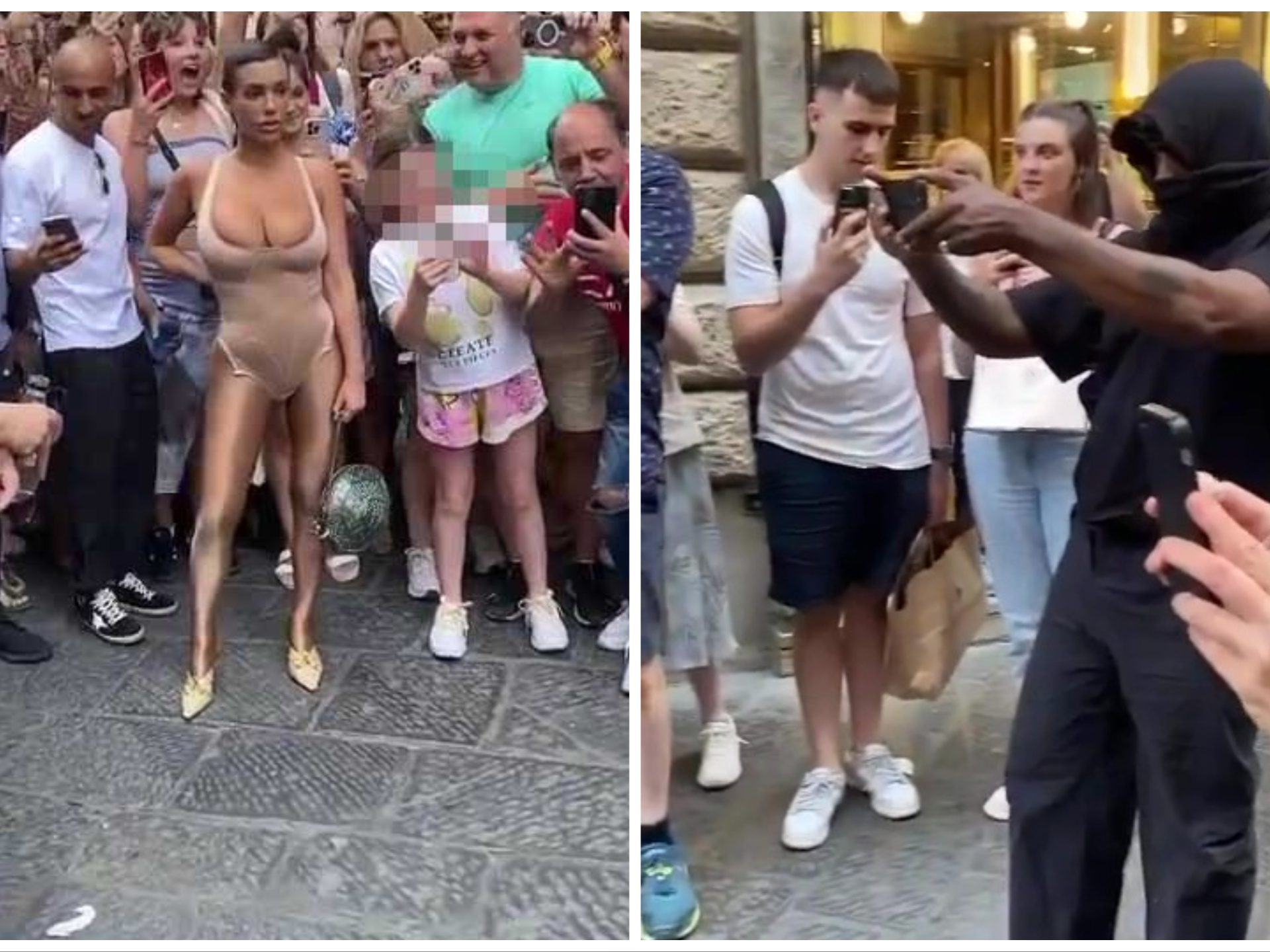 Kanye West e Bianca Censori a Firenze: folla di curiosi per i look audaci