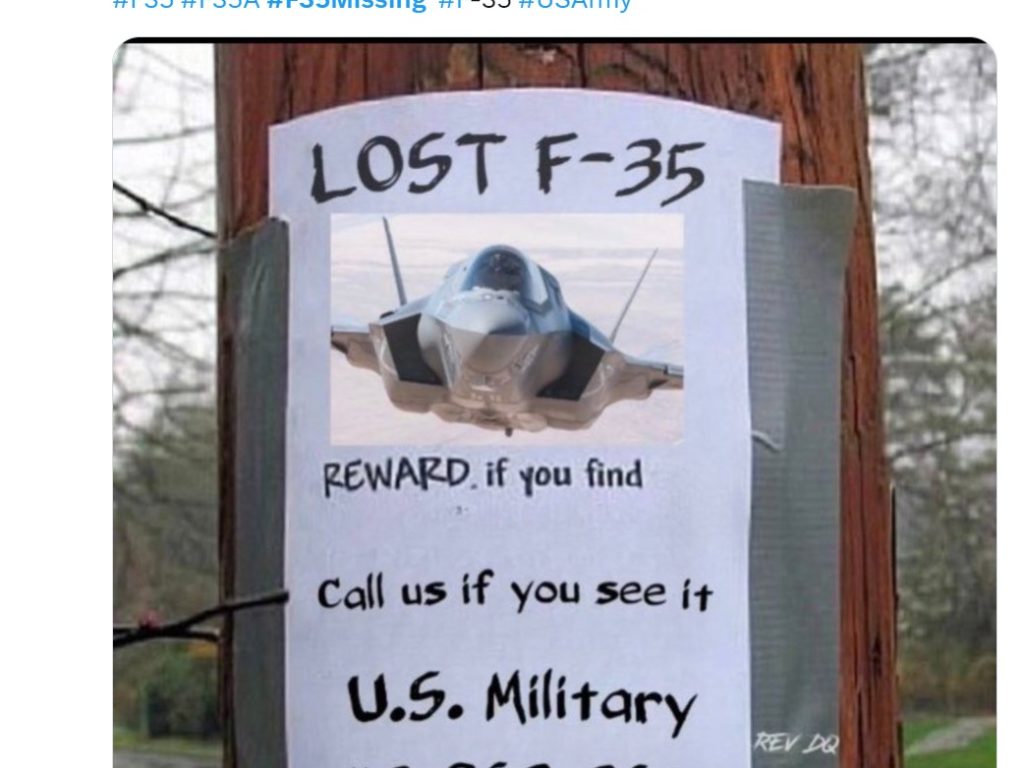meme F-35 americano scomparso