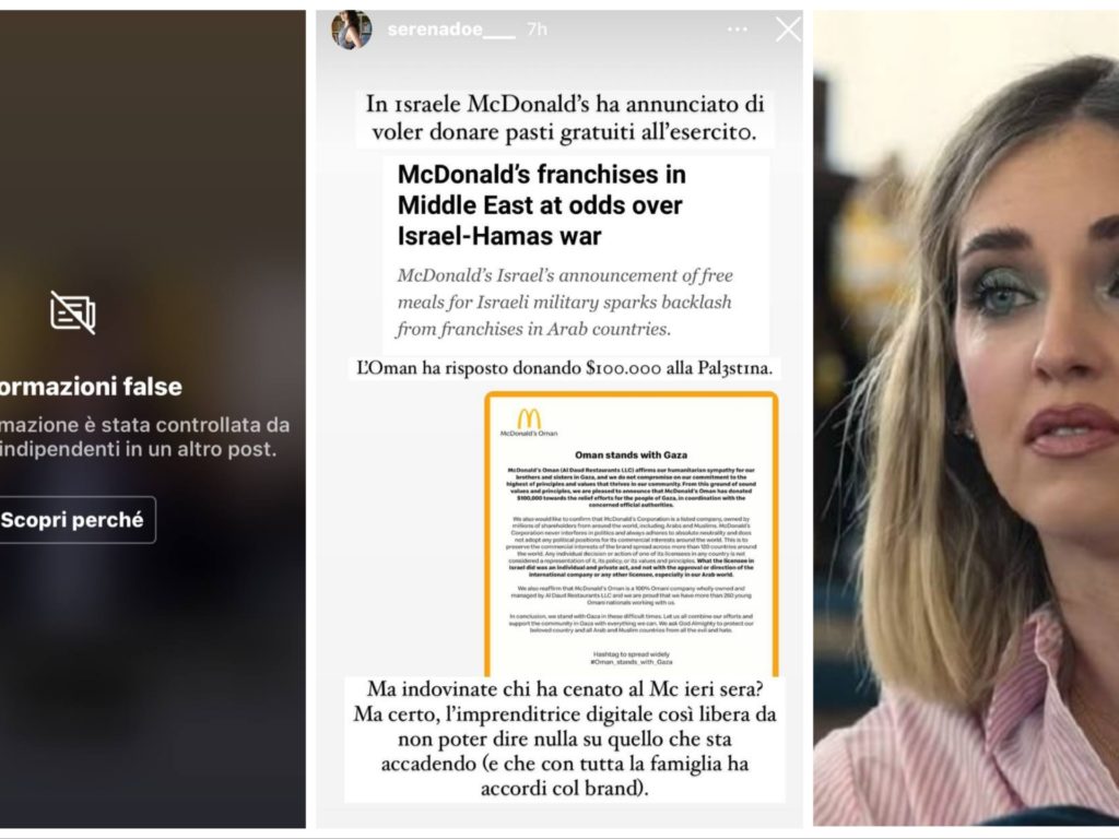 Chiara Ferragni non parla di Israele per colpa di un panino