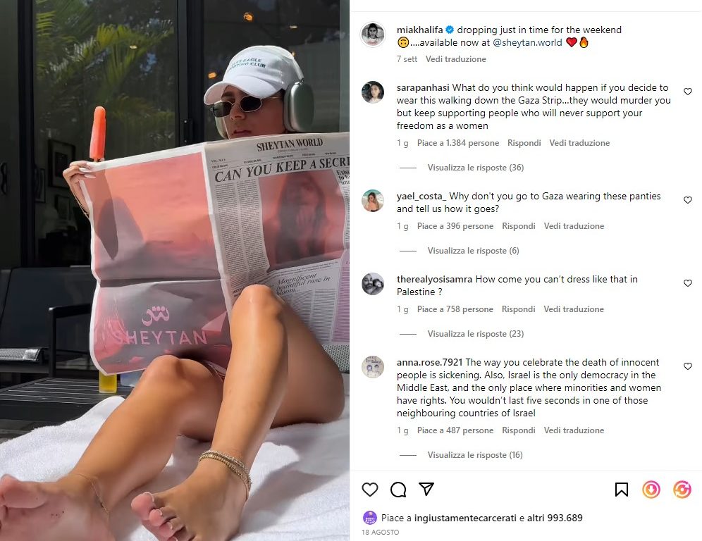 Mia Khalifa si schiera con Hamas e spiega loro come girare i video