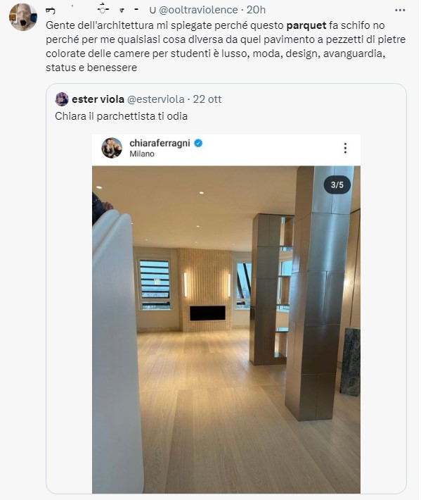 Chiara Ferragni e il parquet montato male nella casa nuova: massacrata sui social