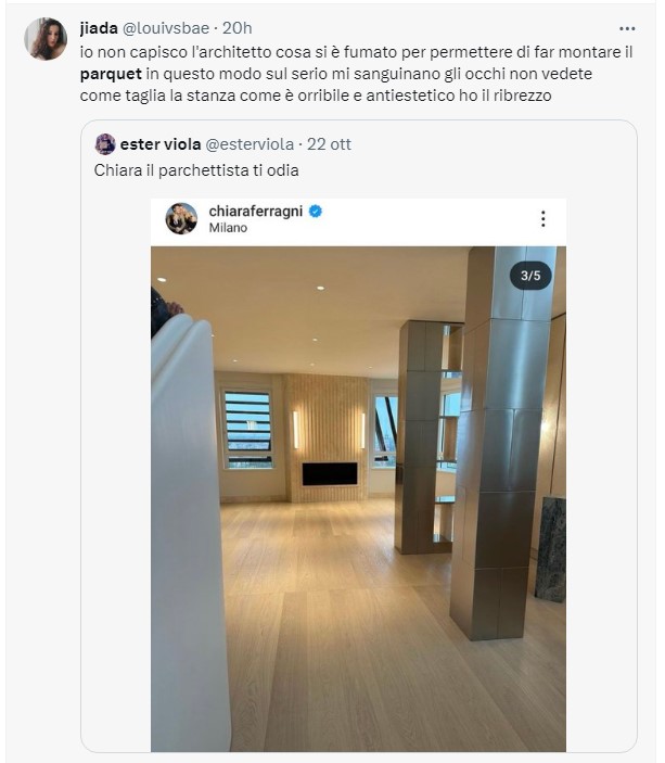 Chiara Ferragni e il parquet montato male nella casa nuova: massacrata sui social