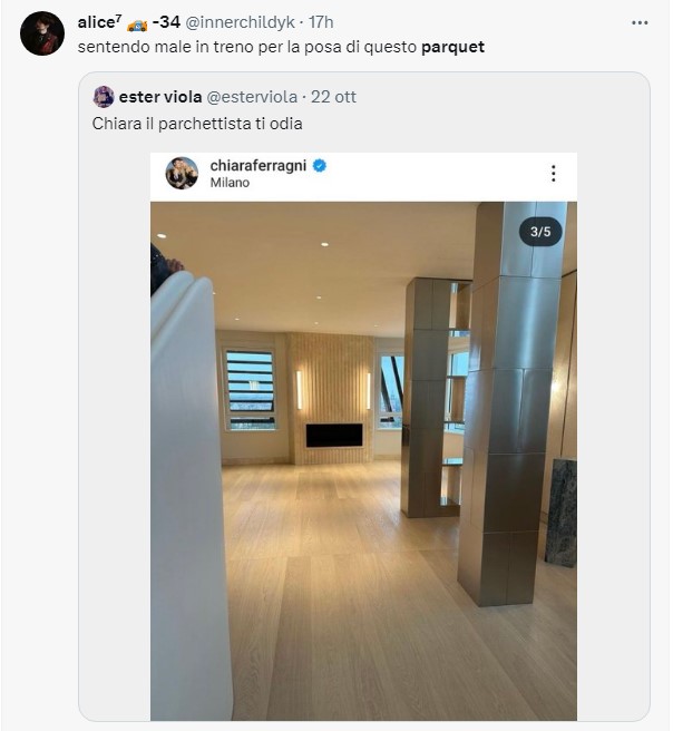 Chiara Ferragni e il parquet montato male nella casa nuova: massacrata sui social