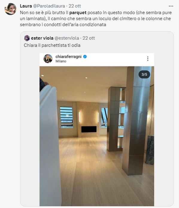 Chiara Ferragni e il parquet montato male nella casa nuova: massacrata sui social