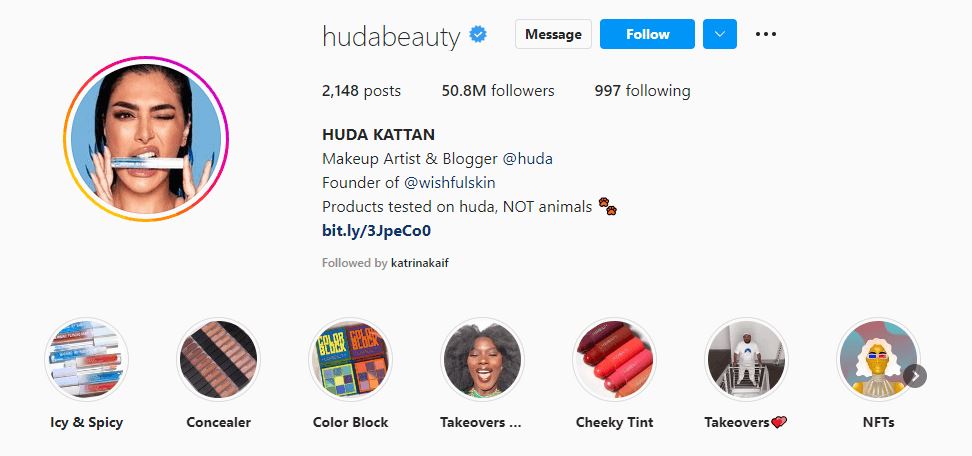 #2 Huda Kattan ( 50.8M followers)