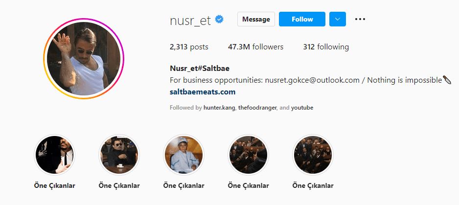 #3 Nusr-Et Saltbae (47.3M followers)