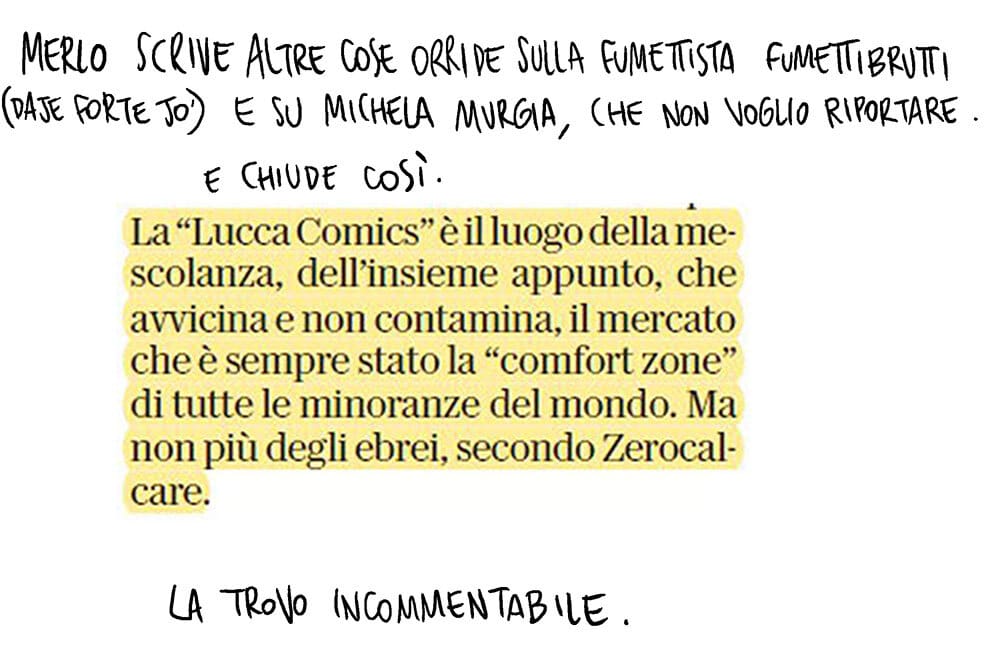 Zerocalcare e la polemica con Lucca Comics: la verità raccontata in fumetto
