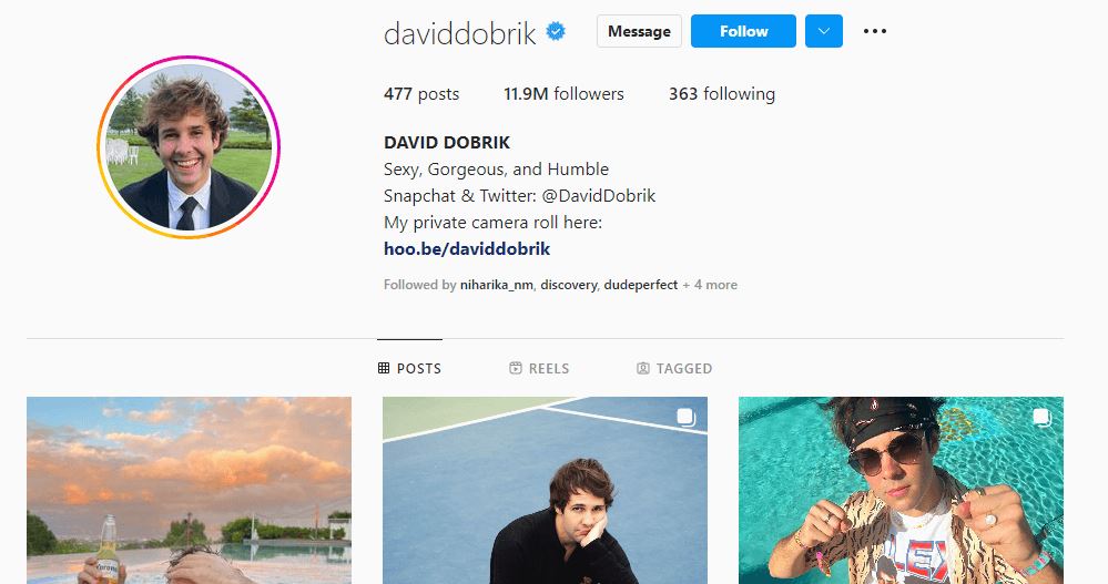 #19 David Dobrik (11.9M followers)