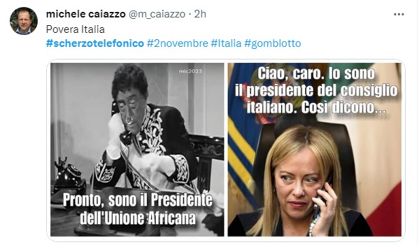 Scherzo telefonico a Giorgia Meloni, sui social pioggia di Meme