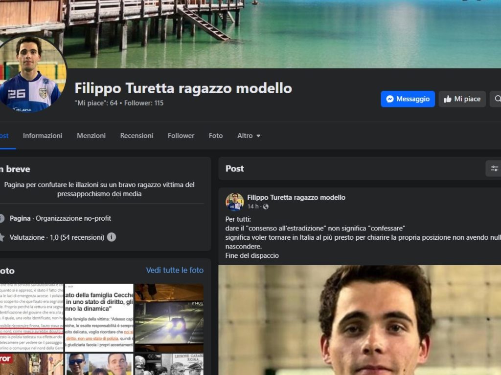 La folle pagina Facebook a favore di Filippo Turetta