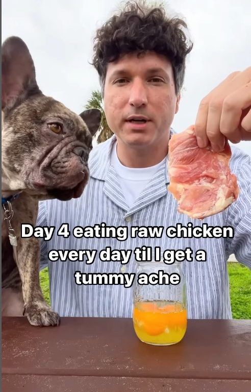 Mangia pollo crudo ogni giorno e lo filma: "Lo farò finché non mi ricoverano"