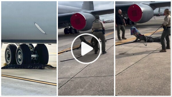 Alligator blockiert einen amerikanischen Luftwaffenstützpunkt: Er war unter einem Flugzeug eingeschlafen