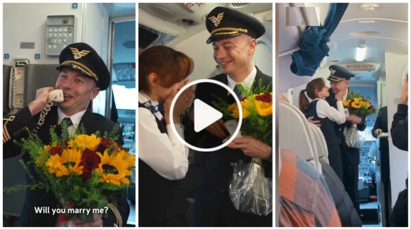 Pilot macht der Stewardess einen Heiratsantrag: Das Video geht viral